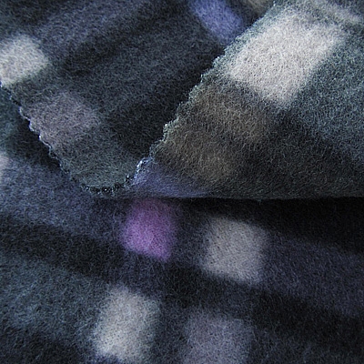 Grid Printed Brushed Fleece Fabric